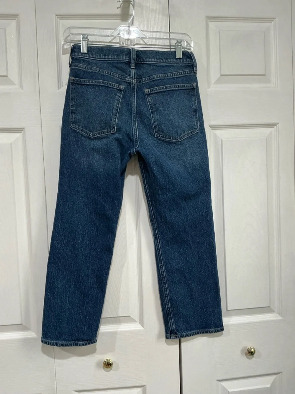 🤎 Gap Women’s 90s Straight Crop High Rise Blue Denim Jeans - 4 / 27 Petite - Picture 2 of 5